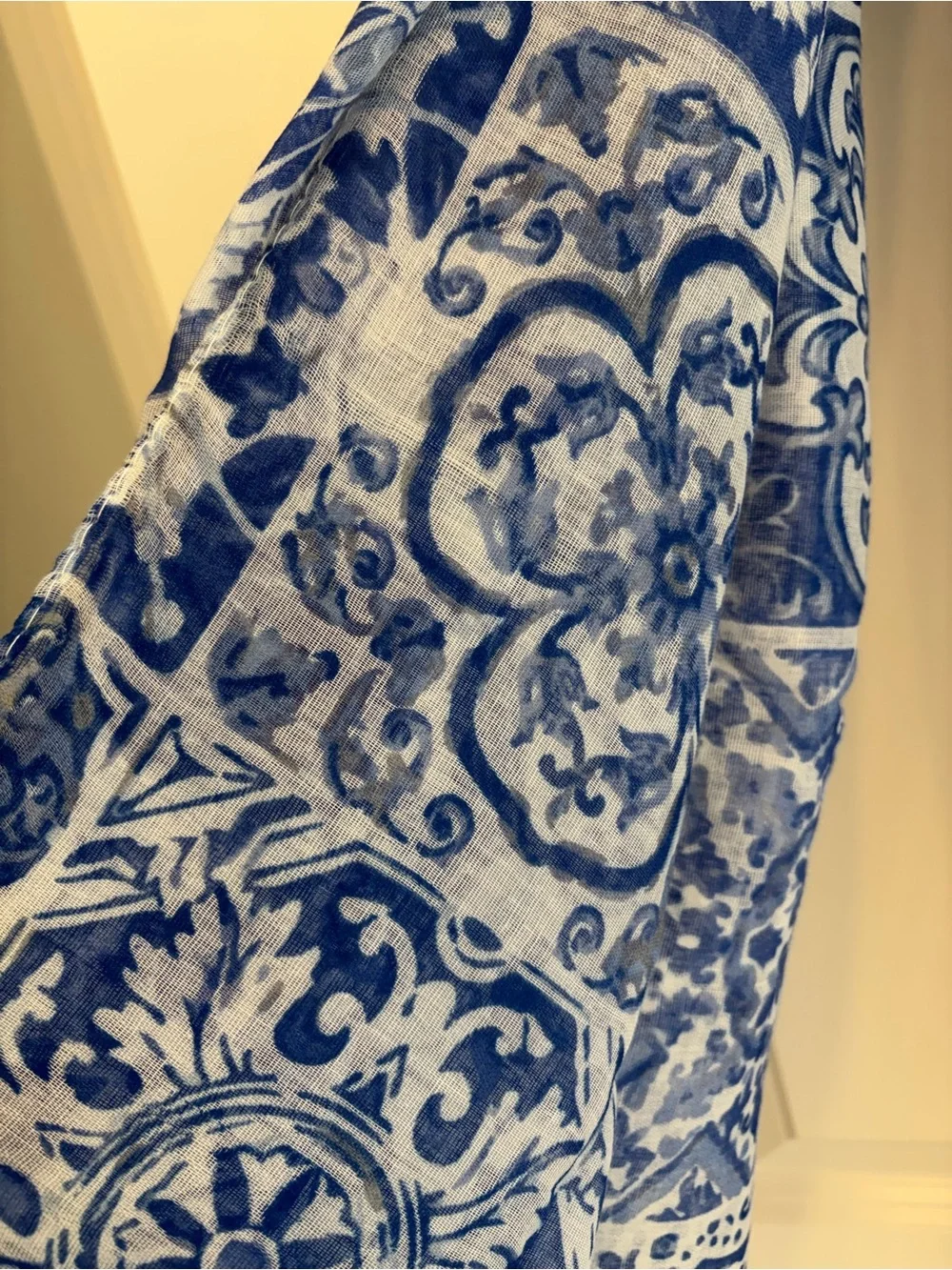 Blue Tile Print Lightweight Azulejo Scarf